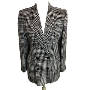 Y2K Dana Buchman Oversized Double-Breasted Houndstooth Blazer 8